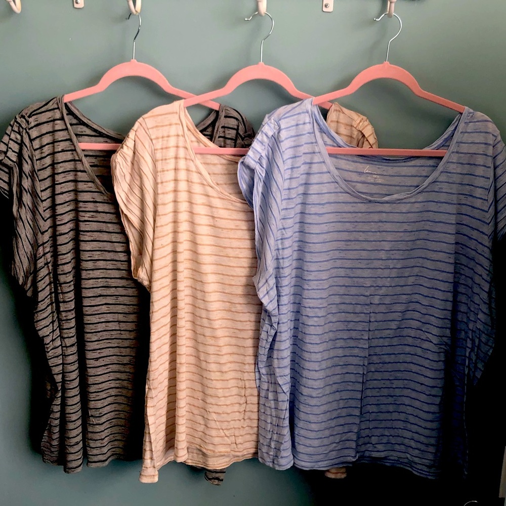 Lane Bryant Scoop neck striped soft tees